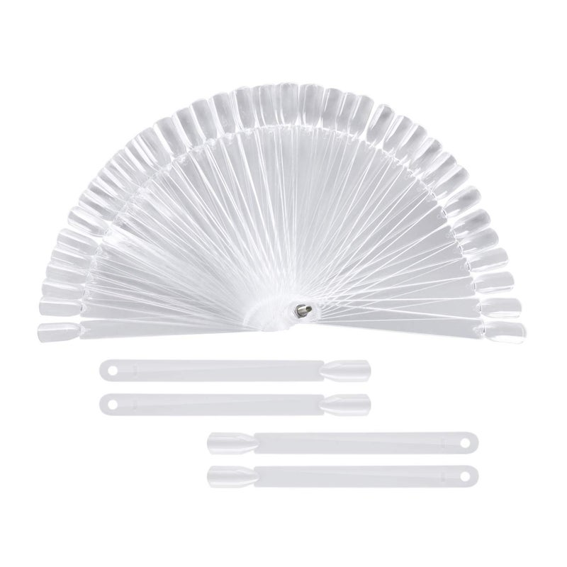 BTYMS 200 Pieces Clear Square Nail Tips Color Display Swatches With Metal Screw Holder Fan Shaped Plastic Sample Stick - Image 1